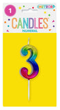 Mini Rainbow Numeral Pick Candles - 3