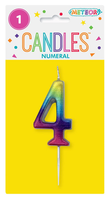 Mini Rainbow Numeral Pick Candles - 4