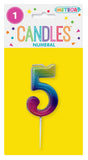 Mini Rainbow Numeral Pick Candles - 5