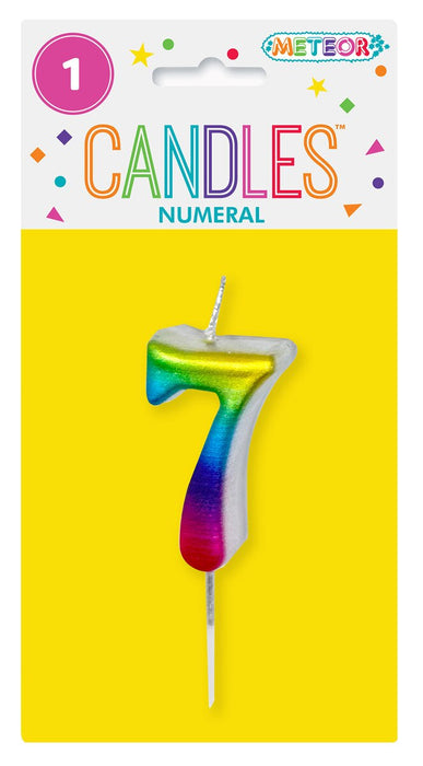 Mini Rainbow Numeral Pick Candles - 7