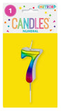 Mini Rainbow Numeral Pick Candles - 7