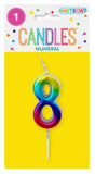 Mini Rainbow Numeral Pick Candles - 8