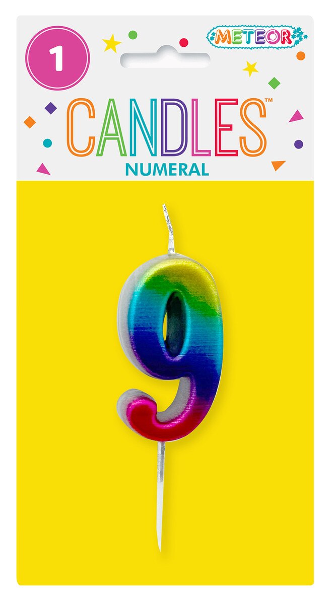 Mini Rainbow Numeral Pick Candles - 9