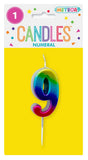 Mini Rainbow Numeral Pick Candles - 9