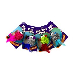 1pc Cat Toy Mouse w Feather Tail 4 Assorted Colors