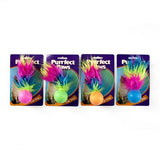 1pc Cat Toy TPR Ball w Feather Tail & Bell 4 Asstd Colours