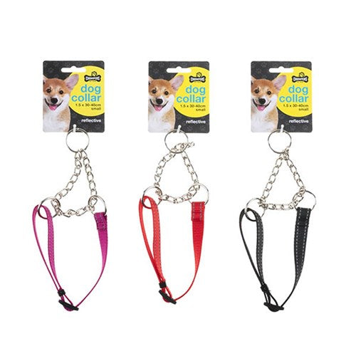 1pc Collar Dog Reflective w Chain Small 1.5x30-40cm 3 Assorted Colors