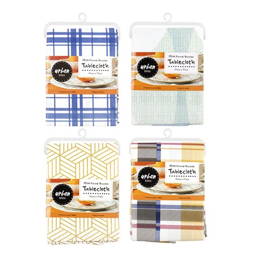1pc PEVA Tablecloth with Flannel Back 130x170cm Assorted Colors