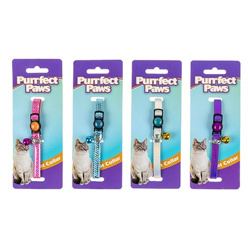 1pc Collar Cat w Bell 30cm 4 Assorted Colors