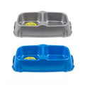 1pc Pet Bowl Double Diner Plastic 30x6.5cm 2 Assorted Metallic Cols