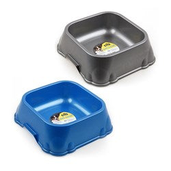 1pc Pet Bowl Plastic Square Top 22x7cm 2 Assorted Metallic Colors