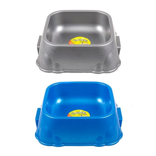 1pc Pet Bowl Plastic Square Top 25x8cm 2 Assorted Metallic Colors