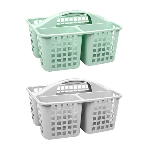 1pc Basket w Handle 3 Section Plastic 2 Asstd Cols