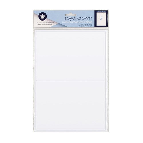 Label White A4 2 Per Sheet x 10 Sheets Total 20pcs