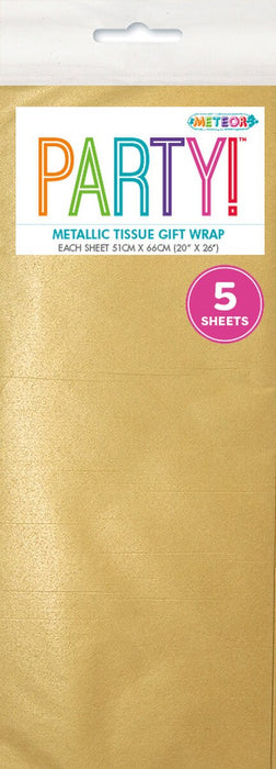 6140 - 5 Tissue Sheets - Gift Wrap - Metallic Gold