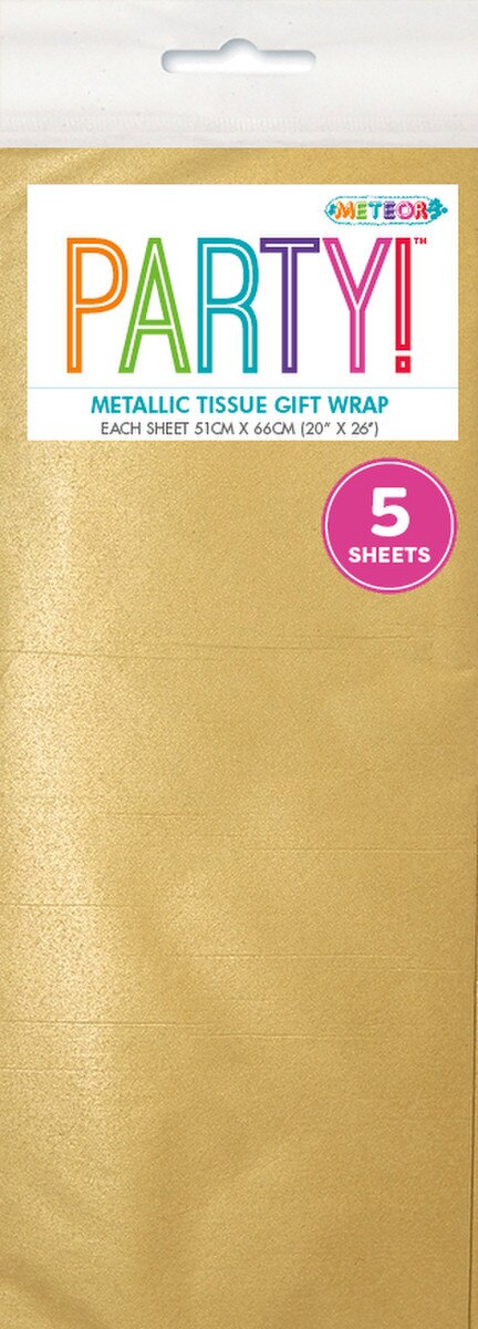 1pack 5 Tissue Sheets - Gift Wrap - Metallic Gold