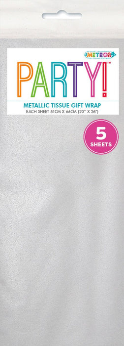 6141 - 5 Tissue Sheets - Gift Wrap - Metallic Silver