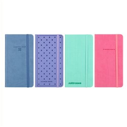 1pc Address Book PU Cover 4 Assorted Colors Slim w Elastic