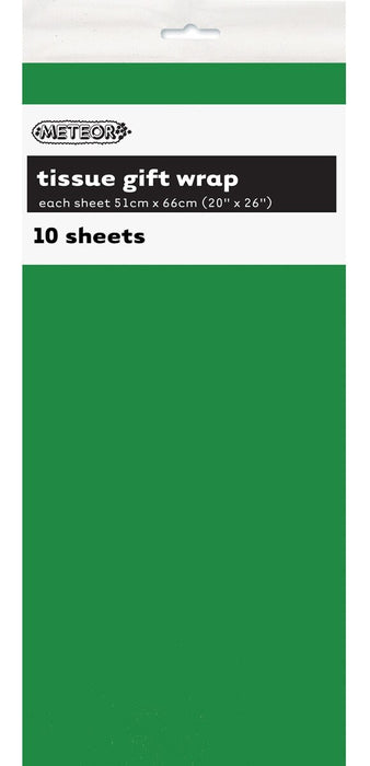 1pack - 10 Tissue Sheets  - Gift Wrap - Green
