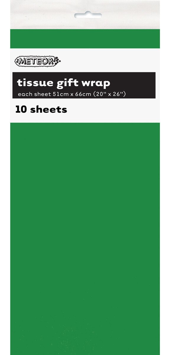 1pack - 10 Tissue Sheets  - Gift Wrap - Green