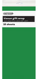1pack - 10 Tissue Sheets  - Gift Wrap - Green