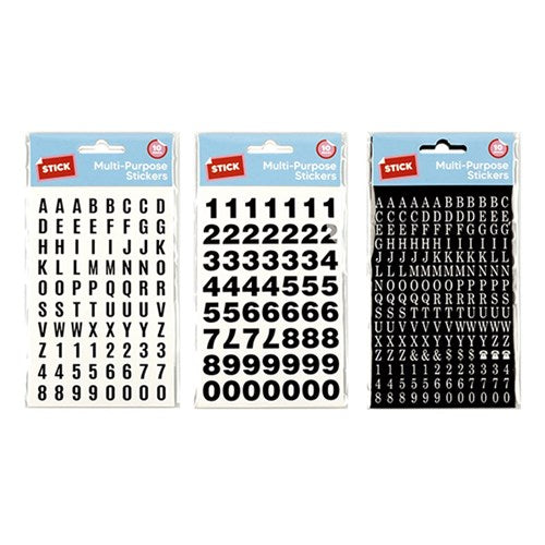 1 pack Stickers Multi Purpose Letters & Numbers 3 Assorted Sheets