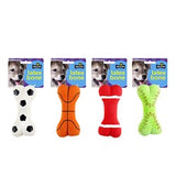 1pc Dog Toy Latex Bone 4 Assorted Designs 13cm