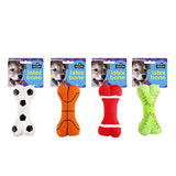 1pc Dog Toy Latex Bone 4 Assorted Designs 13cm
