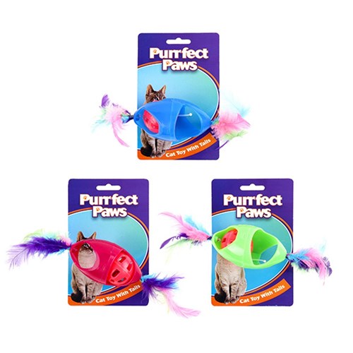 1pc Cat Toy Plastic w Tails 3 Asstd