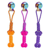 1pc Dog Rope Toy w TPR Bone L40cm 3 Assorted Colors