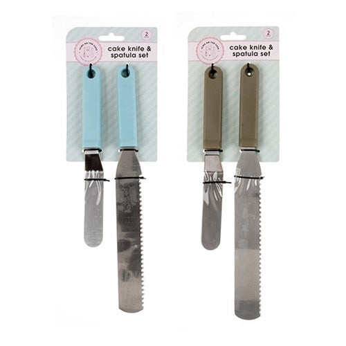1pack  Cake Knife Set 2 Piece Spatula & Serrated Spatula Assorted Colours