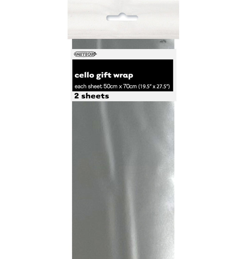 1pack 2sheets Premium Cello Wrap Sheets - Metallic Silver 50cm x 70cm (19.5" x 27.5") - Gift Wrap