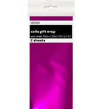 6473 - 2 Premium Cello Wrap Sheets - Metallic Hot Pink 50cm x 70cm (19.5