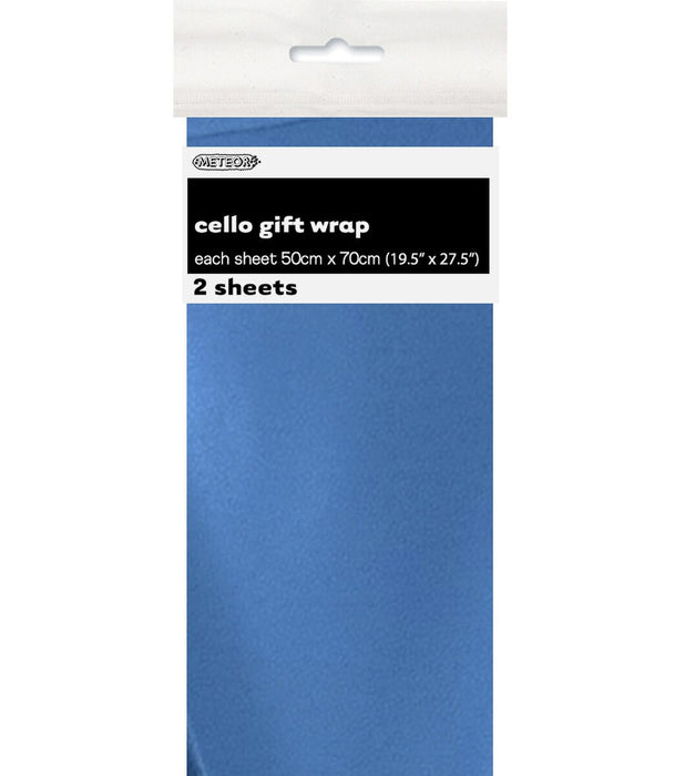 6476 - 2 Premium Cello Wrap Sheets - Metallic Royal Blue 50cm x 70cm (19.5