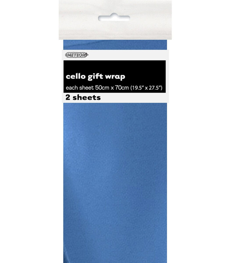 1pack 2sheets Premium Cello Wrap Sheets - Metallic Royal Blue 50cm x 70cm (19.5" x 27.5") - Gift Wrap