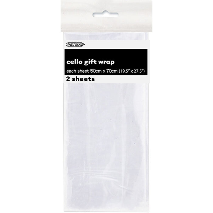 6480 - 2 Premium Cello Wrap Sheets - Clear 50cm x 70cm (19.5