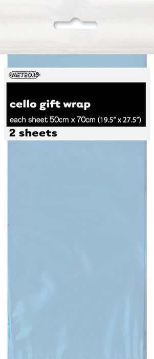 6483 - 2 Premium Cello Wrap Sheets - Powder Blue 50cm x 70cm (19.5