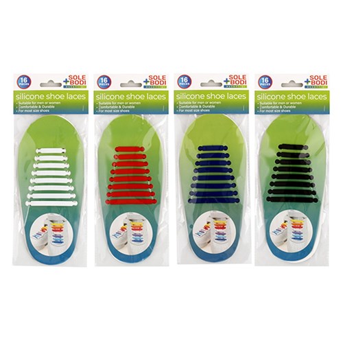 1pc FT Shoe Lace Silicone 16pcs 4 Assorted Colors