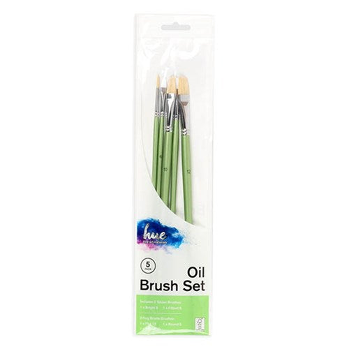 1pack Brush Set Oil Hog Hair/Taklon 5Pc Value Pk#2 W16.2 FSC 100%