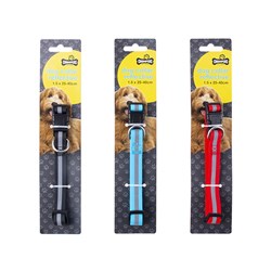1pc Dog Collar Reflective 3 Assorted Colors Size 1.5cm x25-40cm