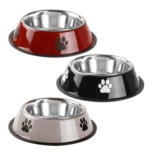 1pc Pet Bowl w Paw Print 3 Assorted Colors 22cm Large