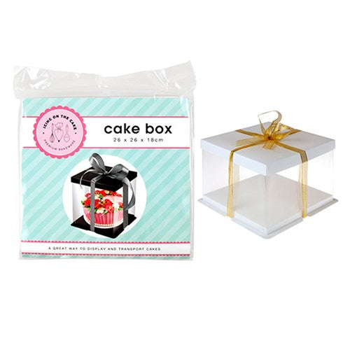 1pc Cake Box Clear 26x26x18cm 2 Asstd Cols