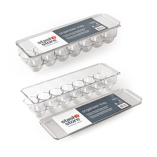 1pc PET Egg Organiser Tray with Lid 36.5x11x7.5cm