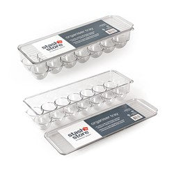 1pc PET Egg Organiser Tray with Lid 36.5x11x7.5cm