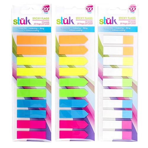 1pc Note Sticky Flag PET 45x12mm 20sh x 10 Pads Asstd