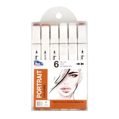 Markers Dual Tip Portrait Colours 6Pk