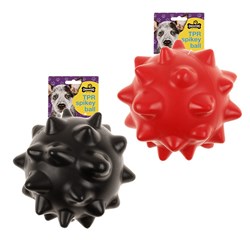 1pc Dog Toy TPR Ball w Spikes 10cm 2 Assorted Colors