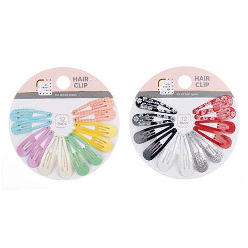 1pack Hair Clips 12pk 4.2cm 2 Assorted Designs