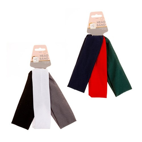 1pack Hair Headband 3pcs 2 Asstd Cols
