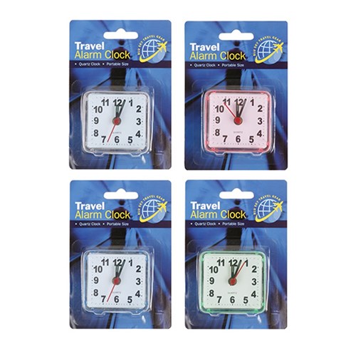 1pc Travel Alarm Clock 4 Assorted Colors